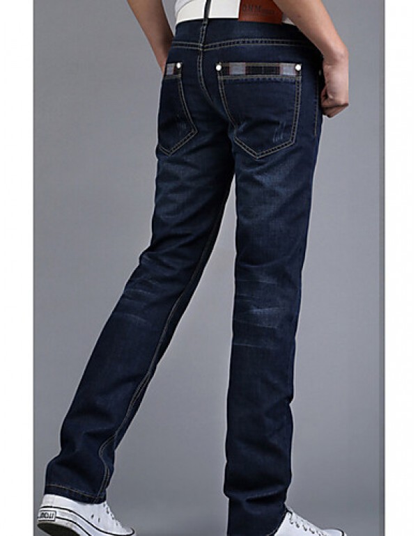 Men's Solid Casual Jeans,Cotton Blue