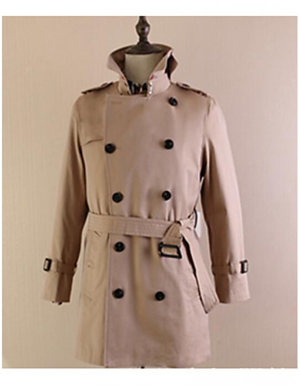 Men's Casual/Daily Simple Trench Coat,Solid Shirt ...