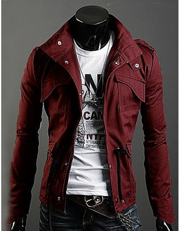 Trendy Autumn Winter Slim Trench Coat Men Cotton Z...