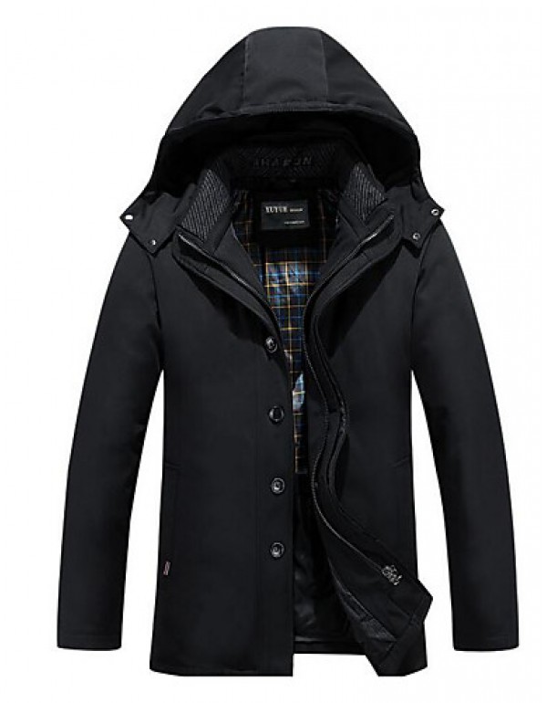 Men's Regular Down Coat,Simple Casual/Daily Solid-...