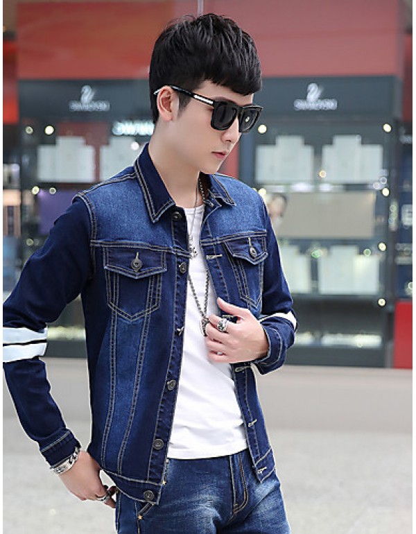 The new summer youth stretch slim jeans thin breathable stamp casual denim jackets