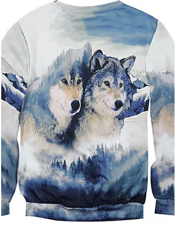 New Fashion Men Wolf Printed Pullover Long Sleeve 3d Sweatshirt