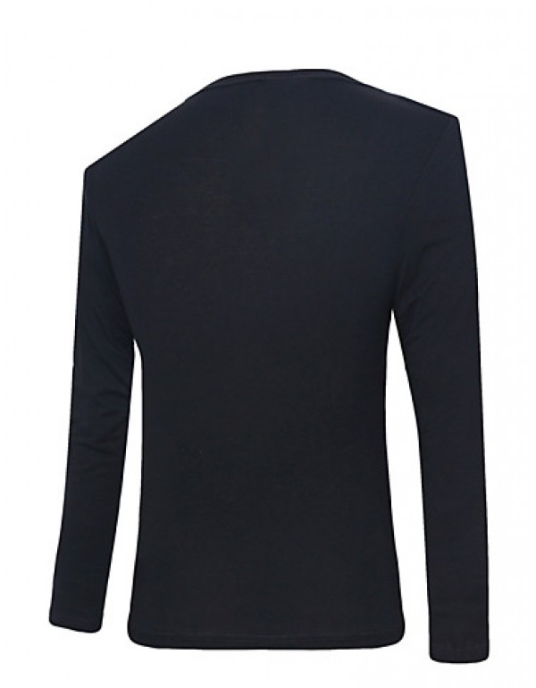 Men's Casual/Daily Simple Regular HoodiesSolid Black Round Neck Long Sleeve Polyester Fall / Winter Thick Micro-elastic