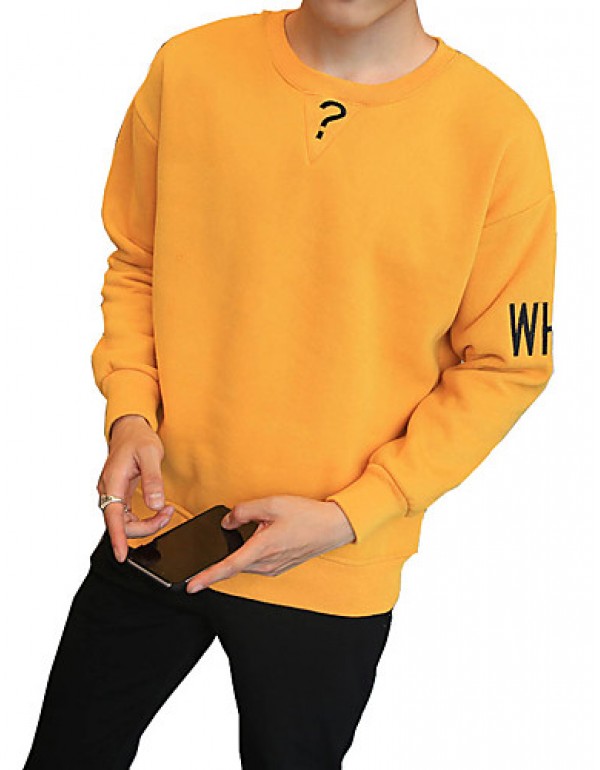 Men's Solid Casual / Plus Sizes Sweatshirt,Cotton ...