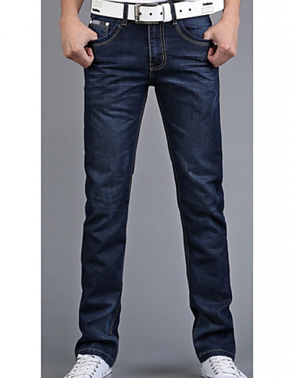 Men's Solid Casual Jeans,Cotton Blue