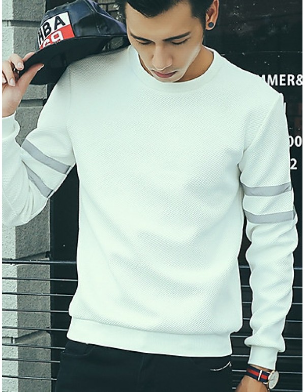 Men's Casual/Daily Simple Sweatshirt,Solid Round N...